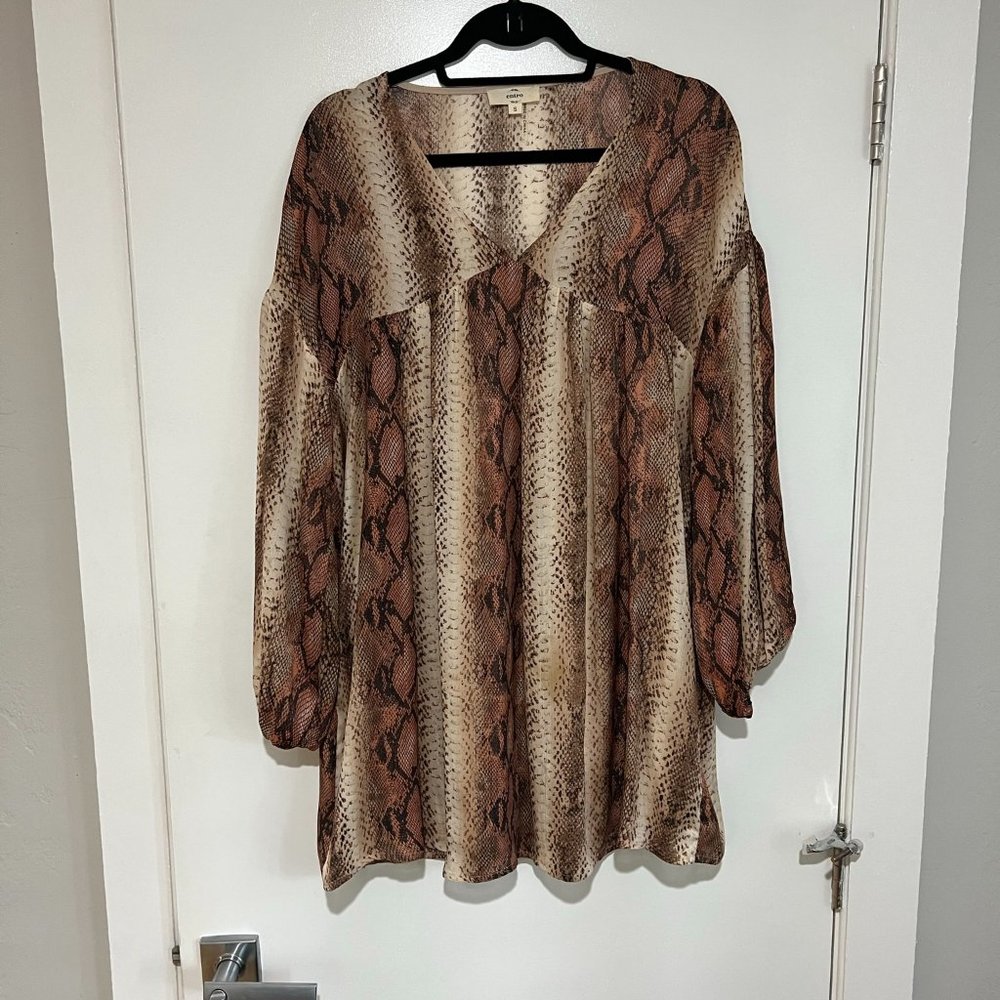 Entro Snake Print V-Neck Dress with pockets - Size Small